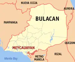 Map of Bulacan with Meycauayan highlighted