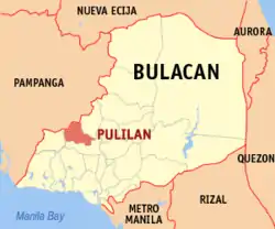 Map of Bulacan with Pulilan highlighted