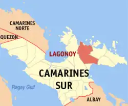 Map of Camarines Sur with Lagonoy highlighted