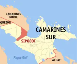 Map of Camarines Sur with Sipocot highlighted