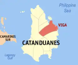 Map of Catanduanes with Viga highlighted