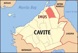 Cavite province map highlighting its capital Imus