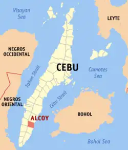 Map of Cebu with Alcoy highlighted