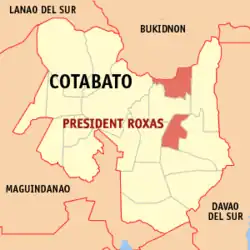 Map of Cotabato with President Roxas highlighted