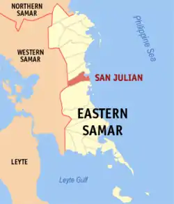 Map of Eastern Samar with San Julian highlighted
