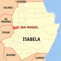 Map of Isabela with San Manuel highlighted