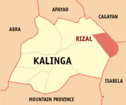 Map of Kalinga with Rizal highlighted