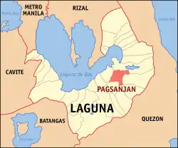 Map of Laguna with Pagsanjan highlighted