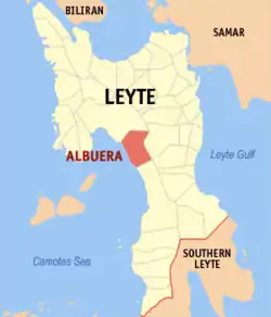 Map of Leyte with Albuera highlighted