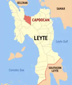 Map of Leyte with Capoocan highlighted