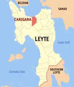 Map of Leyte with Carigara highlighted
