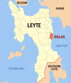 Map of Leyte with Dulag highlighted