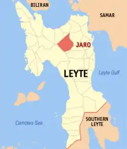 Map of Leyte with Jaro highlighted