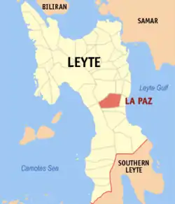 Map of Leyte with La Paz highlighted
