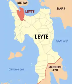 Map of Leyte with Leyte highlighted