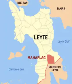 Map of Leyte with Mahaplag highlighted