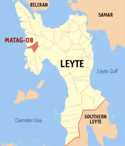 Map of Leyte with Matag-ob highlighted