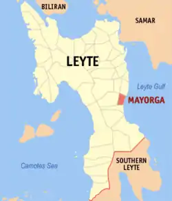 Map of Leyte with Mayorga highlighted