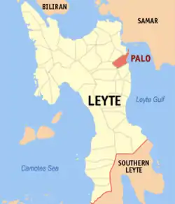 Map of Leyte with Palo highlighted
