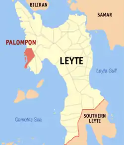 Map of Leyte with Palompon highlighted