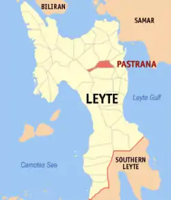 Map of Leyte with Pastrana highlighted