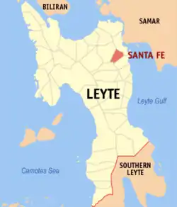 Map of Leyte with Santa Fe highlighted