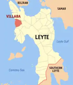 Map of Leyte with Villaba highlighted