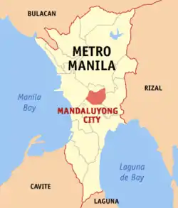 Map of Metro Manila with Mandaluyong highlighted