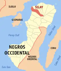 Map of Negros Occidental with Silay highlighted