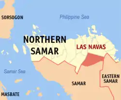 Map of Northern Samar with Las Navas highlighted