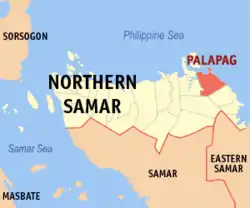 Map of Northern Samar with Palapag highlighted