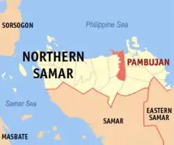 Map of Northern Samar with Pambujan highlighted