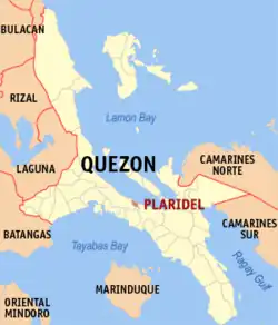 Map of Quezon with Plaridel highlighted