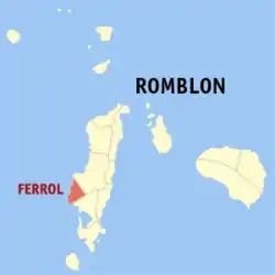 Map of Romblon with Ferrol highlighted