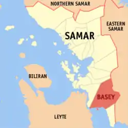 Map of Samar with Basey highlighted