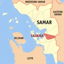 Map of Samar with Calbiga highlighted