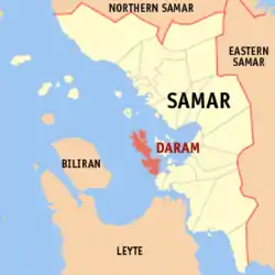 Map of Samar with Daram highlighted