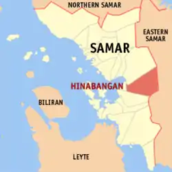 Map of Samar with Hinabangan highlighted