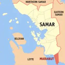Map of Samar with Marabut highlighted
