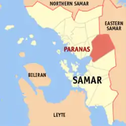 Map of Samar with Paranas highlighted