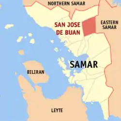 Map of Samar with San Jose de Buan highlighted