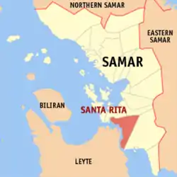Map of Samar with Santa Rita highlighted