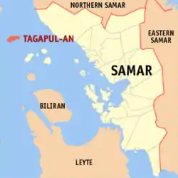 Map of Samar with Tagapul-an highlighted