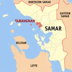 Map of Samar with Tarangnan highlighted