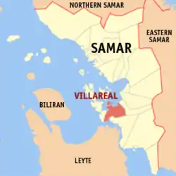 Map of Samar with Villareal highlighted
