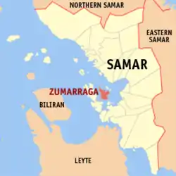 Map of Samar with Zumarraga highlighted