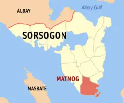 Map of Sorsogon with Matnog highlighted