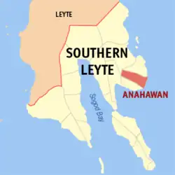 Map of Southern Leyte with Anahawan highlighted