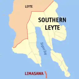 Map of Southern Leyte with Limasawa highlighted