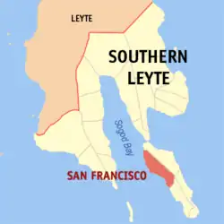 Map of Southern Leyte with San Francisco highlighted